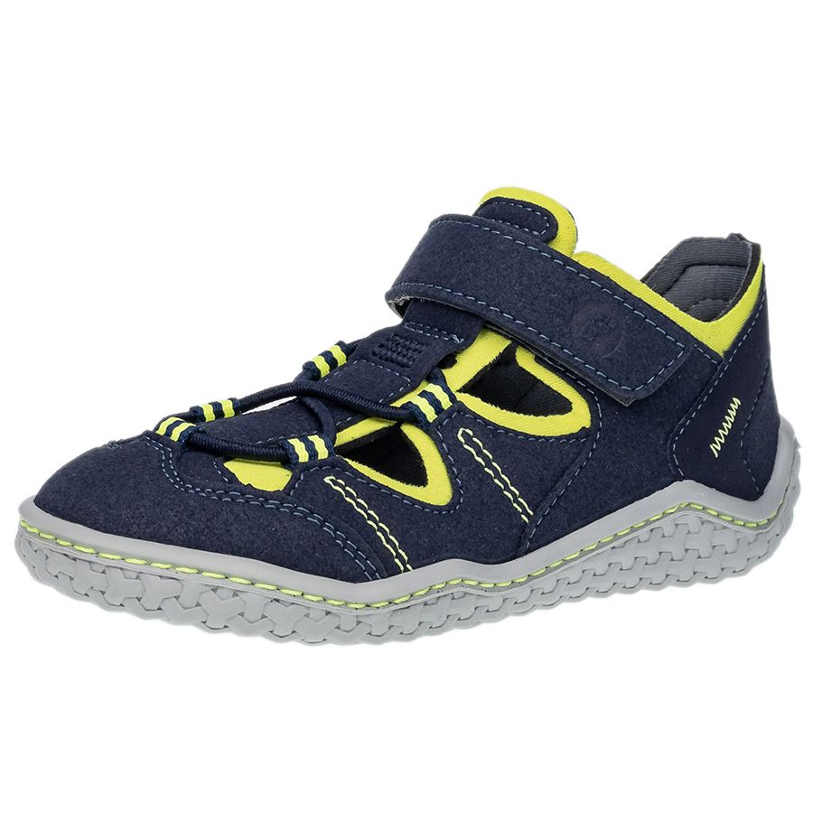 RICOSTA Barfußschuh Halbsandale JEFF in navy with neongelb accents, a comfortable and supportive sandal for kids