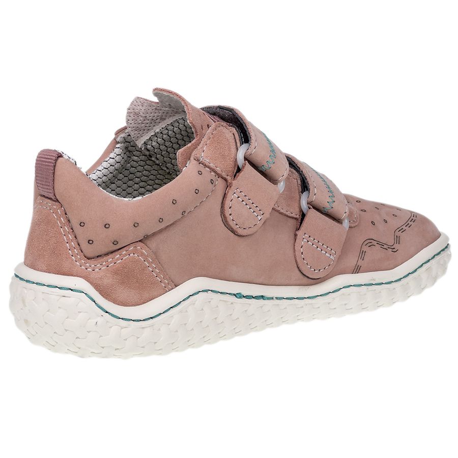 RICOSTA Barfußschuh Halbschuh JOSH - altrosa - türkis is a comfortable and stylish barefoot shoe for kids, featuring a pink and turquoise color design