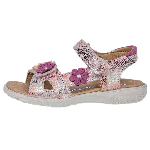 Close-up of RICOSTA Sandale CILLA in rosé and beere, showing the adjustable straps and comfortable insole