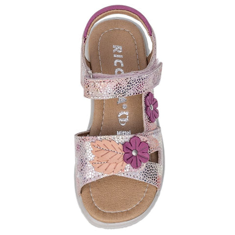 Pair of RICOSTA Sandale CILLA - rosé - beere, displayed on a colorful store shelf, available in various sizes for kids