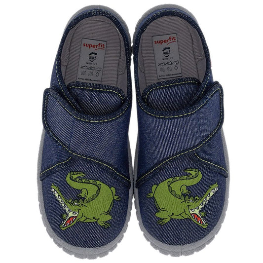 Comfortable and stylish SUPERFIT Hausschuh BILL 278-804 jeans with a unique Krokodil design