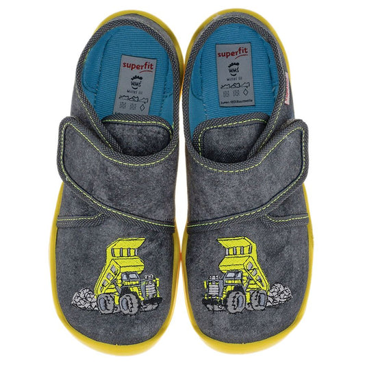 Comfortable SUPERFIT Hausschuh BUBBLE 6274-200 in grey and yellow colors 
