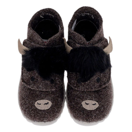 Comfortable and stylish SUPERFIT Hausschuh HAPPY 295-302 braun - Büffel slipper in brown color
