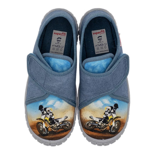 Comfortable and stylish SUPERFIT Hausschuh BILL 271-801 in jeans color, perfect for motorbike enthusiasts