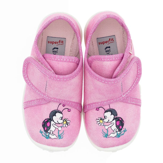 Comfortable and stylish SUPERFIT Hausschuh SPOTTY 9254-552 rosa - Marienkäfer in pink with a cute ladybug design