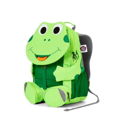 Affenzahn Rucksack Grosser Freund - Frosch Neon, a vibrant and playful kids' backpack