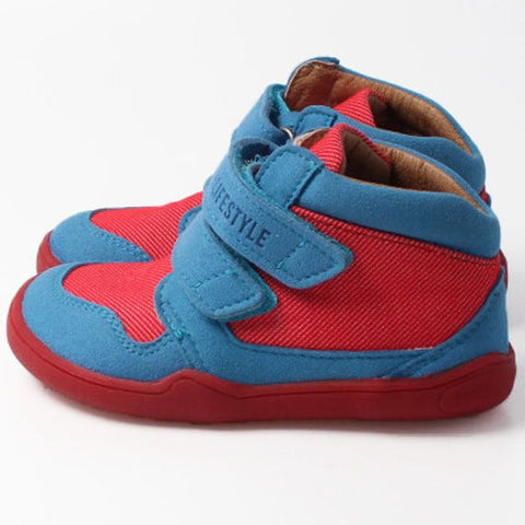 bLIFESTYLE Barfußschuh Knöchelschuh LUCHS in ozeanblau und rot für Herren