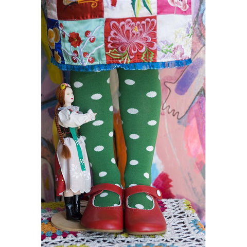 Dunkelblaue Strumpfhose mit stilvollem Punkt-Muster für einen trendigen Auftritt