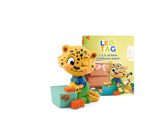 TONIES Figur - Leo's Tag - 1, 2, 3, sei beim Aufräumen dabei! Spielzeugfigur für Kinder ab 3 Jahren, die Leo beim Aufräumen zeigt