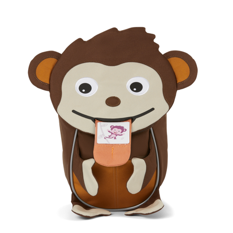 Small, cute and eco-friendly AFFENZAHN backpack featuring a friendly monkey design