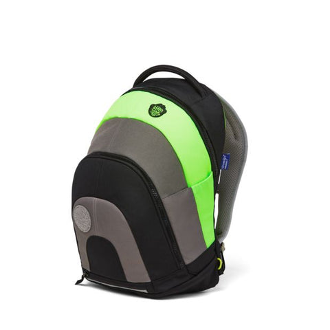 Black and white AFFENZAHN Abenteuerrucksack DAYDREAMER - PANTHER with animal print and green details, perfect for adventurous kids on the go