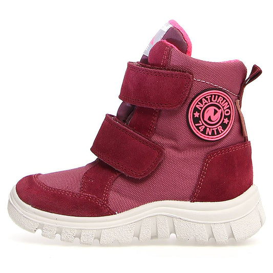 Close-up of the durable and stylish beere and neonpink NATURINO RAINSTEP Stiefel GEMINAE