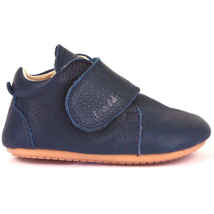 Alt text: FRODDO PreWalker G1130005-2 in dark blue, a high-quality baby shoe with soft soles and comfortable design for early walkers