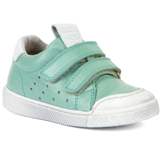 A pair of mint and white FRODDO Halbschuh G2130290-8 shoes on display