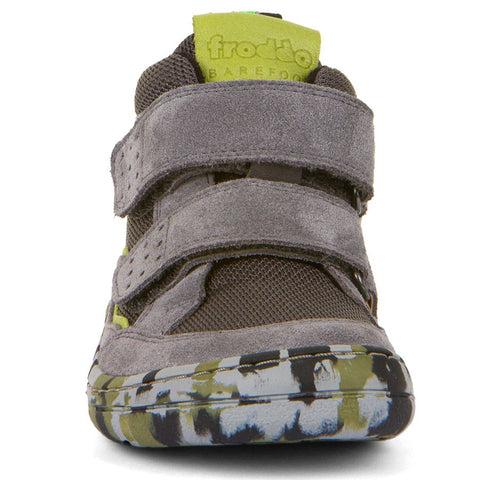 FRODDO Barfuß Knöchelschuh G3110224-4 - grau - grün, minimalistischer Kinderschuh für natürliche Bewegung und gesunde Entwicklung der Füße