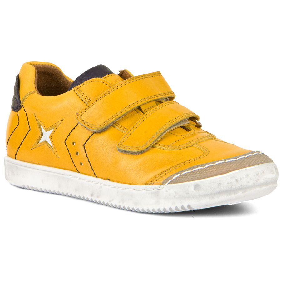 A pair of FRODDO Halbschuh G3130190-12 in yellow and dark blue color