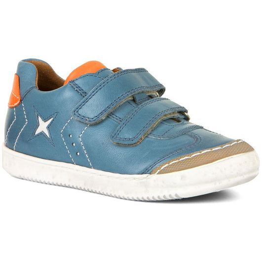 High-quality FRODDO Halbschuh G3130190-1 in jeansblau with vibrant orange accents