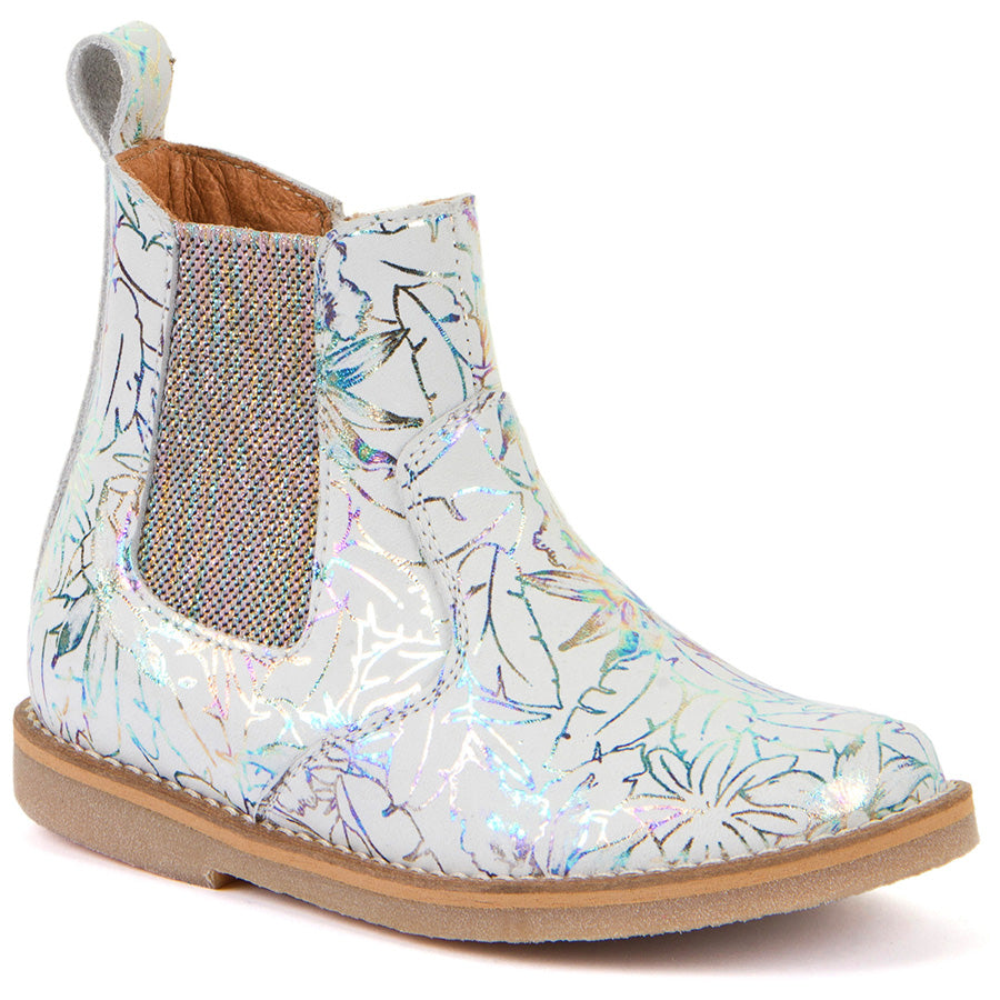 Stylish and elegant FRODDO Stiefelette G3160141-3 in perlmutt color with beautiful flower design, perfect for any occasion