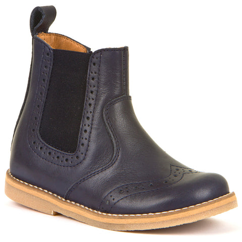 FRODDO Stiefelette G3160166 dunkelblau - Frontansicht mit Schnürung und Reißverschluss