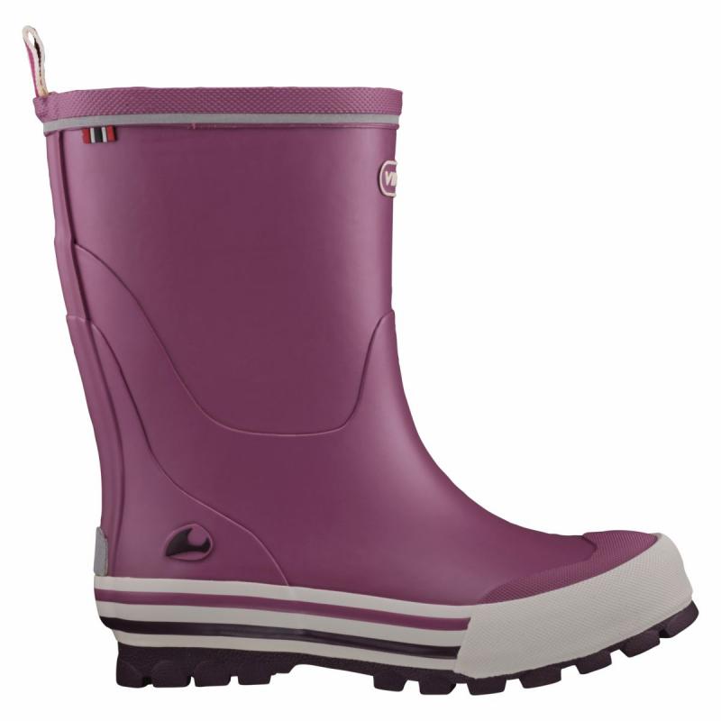 VIKING Gummistiefel JOLLY - malve: a pair of vibrant purple children's rain boots, perfect for splashing in puddles and staying dry on rainy days