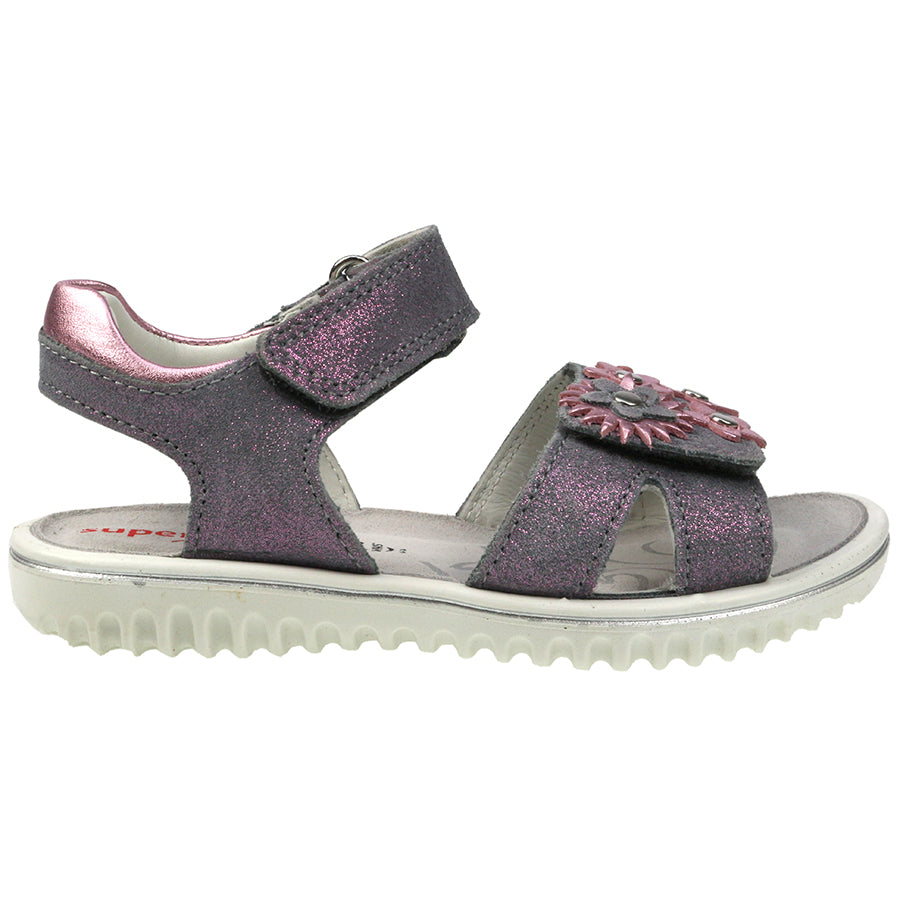SUPERFIT Sandale SPARKLE 9005-25 - grau - rosa Glitzer - Blume
