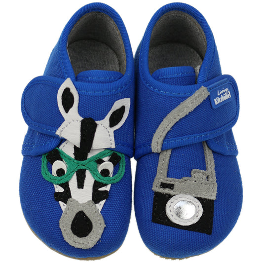 LIVING KITZBÜHEL Hausschuh 3100-563 - blau - Zebra house shoe with blue and zebra pattern for cozy indoor wear 