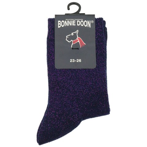  Modische Socken BN253138 mit funkelndem Glitzer in Navy und Lila 