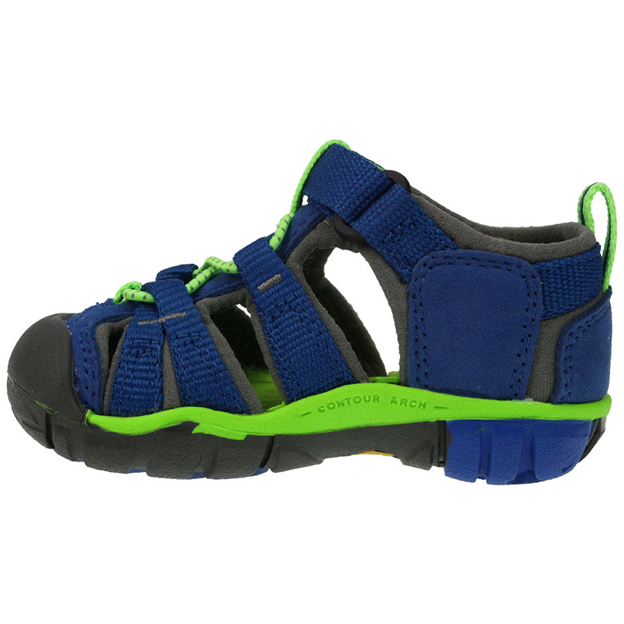 Comfortable and durable navy and green KEEN Halbsandale SEACAMP II CNX TOTS for young children