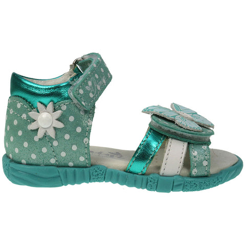 PRIMIGI Sandale 70423 in vibrant turquoise color with playful polka dot design