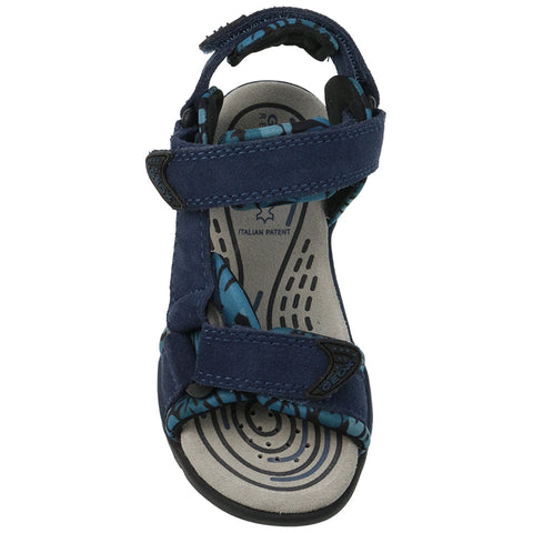GEOX Sandale BOREALIS J720RE in blau and türkis, top view with velcro fastenings and non-slip sole