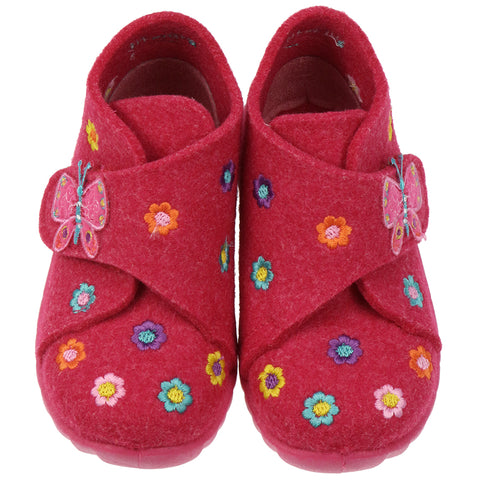 Pink SUPERFIT Hausschuh HAPPY 291-64 featuring a colorful Schmetterling butterfly design
