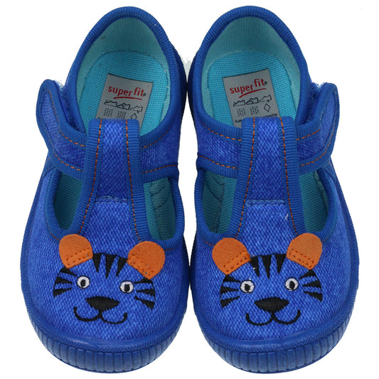 Comfortable blue tiger print SUPERFIT Hausschuh BULLY 263-85 indoor slippers
