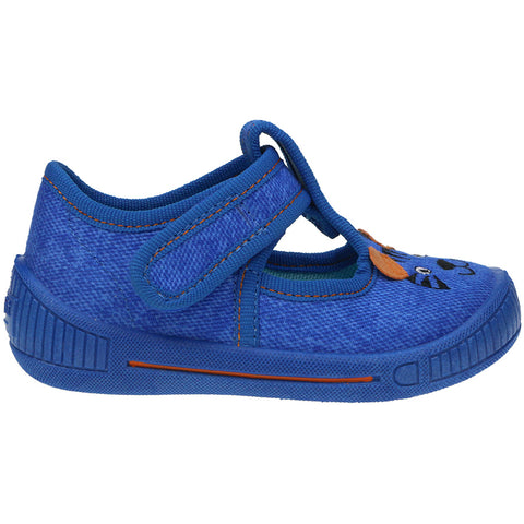 Comfortable and stylish blue SUPERFIT Hausschuh BULLY 263-85 featuring a tiger design