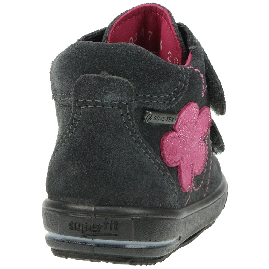 Dark grey SUPERFIT GORE-TEX ankle shoe with flower design, perfect for outdoor activities