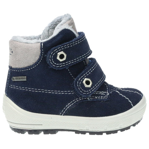 Waterproof SUPERFIT GORE-TEX ankle shoe in marine blue and grey color