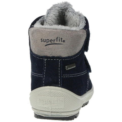 Alt text: The SUPERFIT GORE-TEX Knöchelschuh 307-81 in marine and grey colorway, a high-performance waterproof ankle shoe for outdoor activities