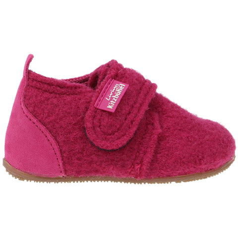 LIVING KITZBÜHEL Hausschuh COSMO 4022/362 - magenta, front view, cozy slippers with soft wool lining and vibrant magenta color