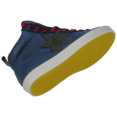 ACEBO´S Knöchelschuhe 5087 - jeansblau - rot, high-quality denim blue ankle shoes with red accents