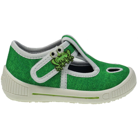 Comfortable and cozy SUPERFIT Hausschuh BULLY 264-09 in green, featuring a cute frog design