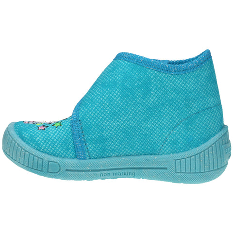 Cute and cozy Superfit Bully 253-90 turquoise unicorn house shoes