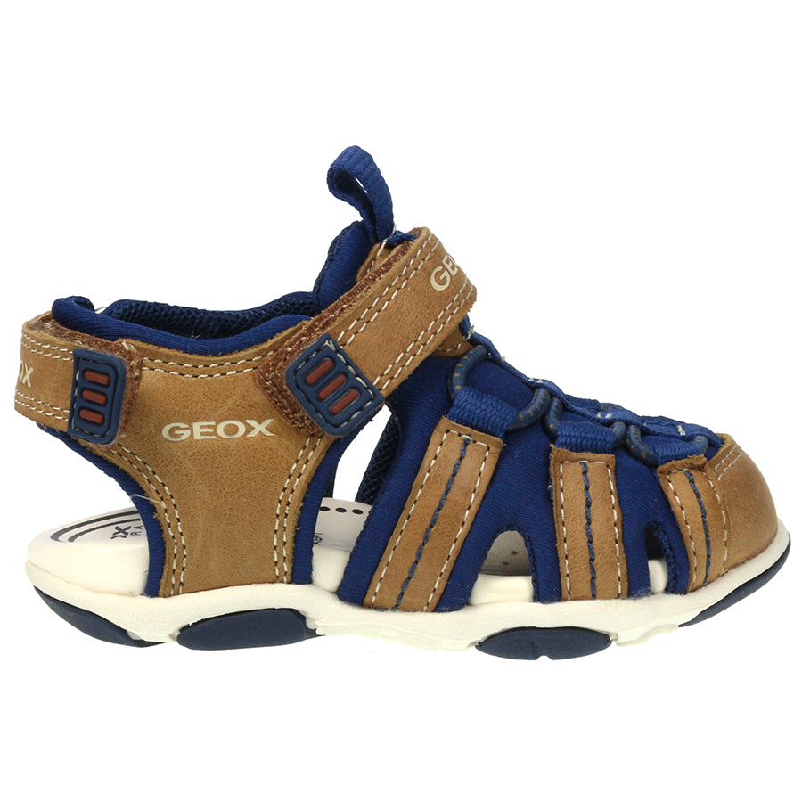 GEOX Halbsandale AGASIM B821AF zimt navy - Front view of the sandal with adjustable straps and breathable sole