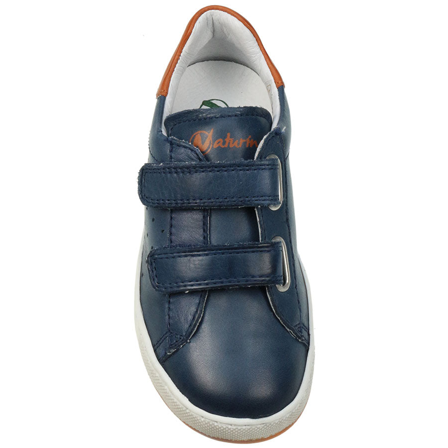 Durable and supportive children's footwear in navy and orange