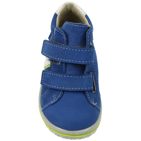 Young boy wearing RICOSTA SYMPA-TEX Knöchelschuh LAIF - azur while playing in the park, showcasing its trendy style and supportive ankle design