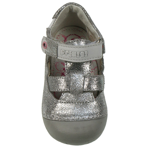 PRIMIGI PreWalker 14003 - silber: Silver metallic baby shoes with soft sole for early walkers
