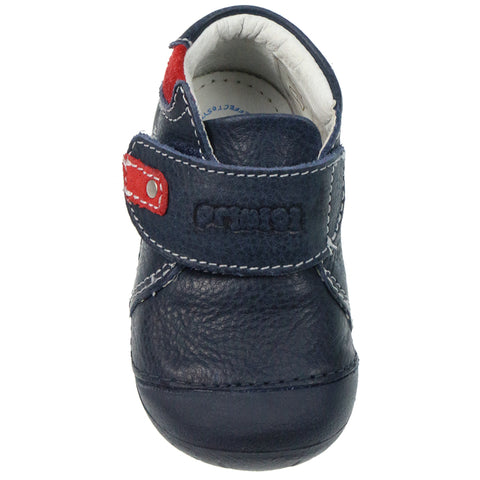PRIMIGI PreWalker 14001 navy blue shoes for infants with red details and soft sole support 