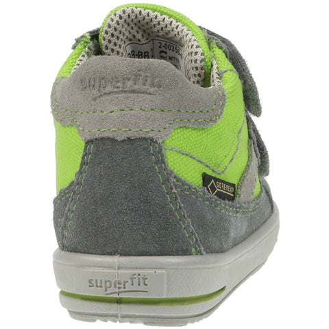 High-performance SUPERFIT GORE-TEX ankle shoe MOPPY 356-44 in grey and neon green, perfect for outdoor activities and all-weather protection