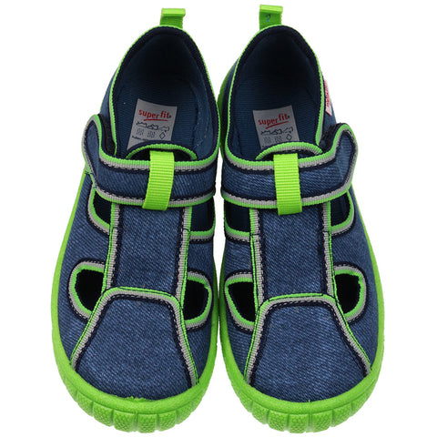 Comfortable and stylish SUPERFIT Hausschuh BILL 272-88 in blue and neongreen color combination, perfect for indoor wear