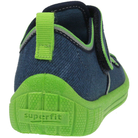 Comfortable and stylish SUPERFIT Hausschuh BILL 272-88 in blue with neon green accents