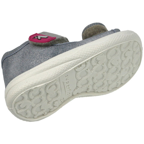 Glittery light grey SUPERFIT Hausschuh POLLY 294-44 featuring a sparkling unicorn design