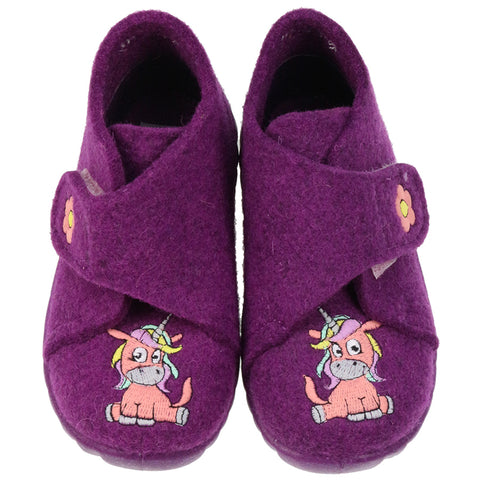 Comfortable and stylish SUPERFIT Hausschuh HAPPY 290-90 in lila featuring a magical unicorn design